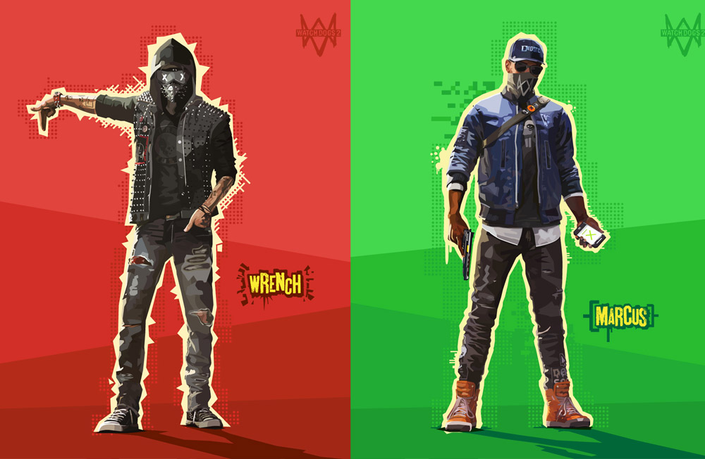 watch dogs fan art. Wrench and Marcus.